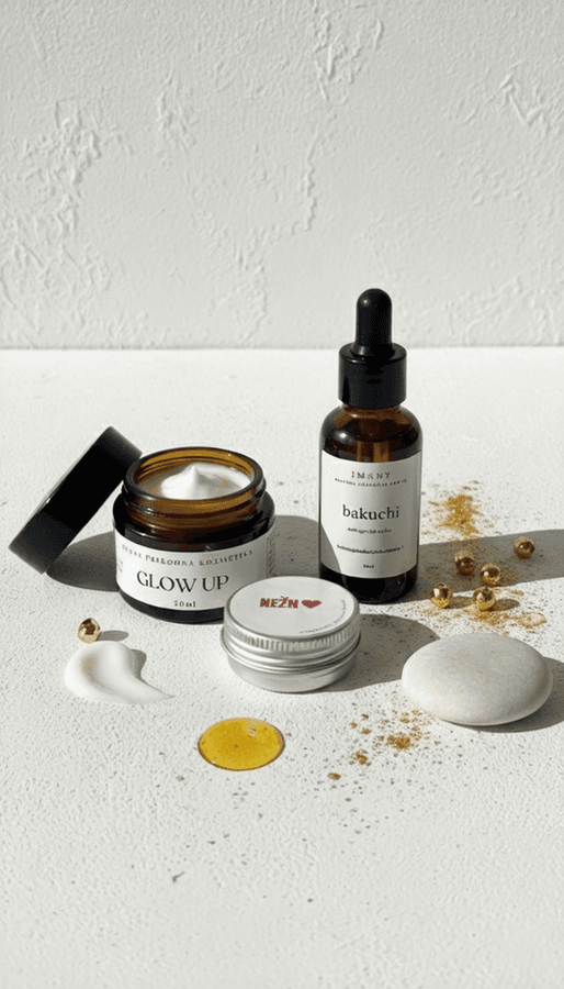 IMANY Glow Up Krema za Lice za suvu i normalnu kožu u tamnoj staklenoj teglici sa crnim poklopcem. Bela etiketa sa nazivom proizvoda i sastojcima je jasno vidljiva.